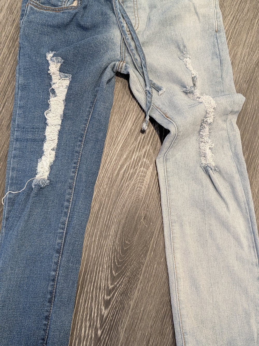 Girls Thrill Two-Tone Distressed Skinny Jeans - Dark Blue & Light Blue